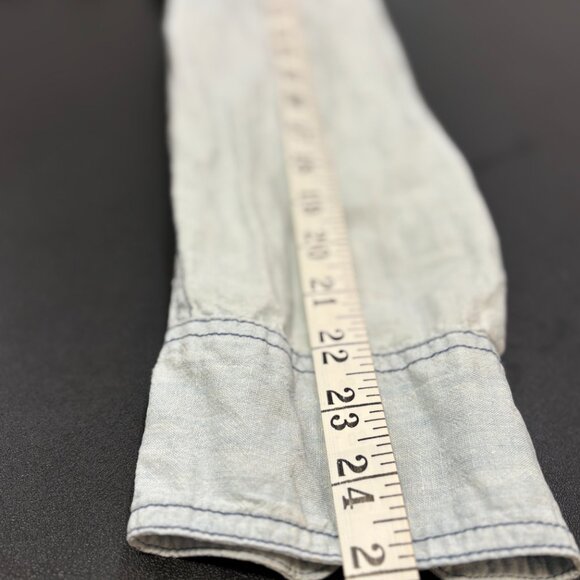 Free People Denim Shirt Jacket w/ Embroidered Back – Size L - Picture 9 of 10